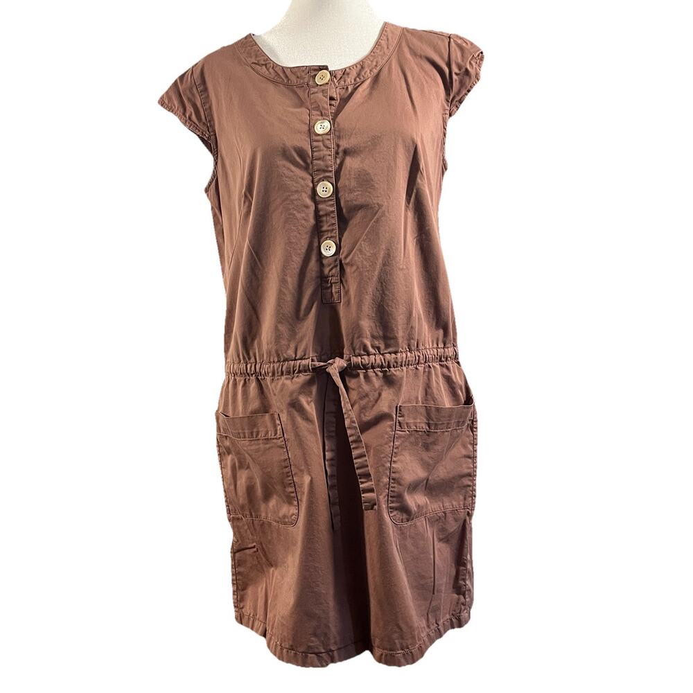 J Crew Dress Womens 6 Olivia Shift Drawstring Pockets Utility Cap Sleeve Mauve